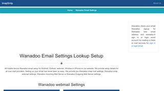 
                            7. Wanadoo Email Settings Lookup Setup - imapsmtp.email