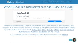
                            5. WANADOO.FR email server settings - IMAP and SMTP ...