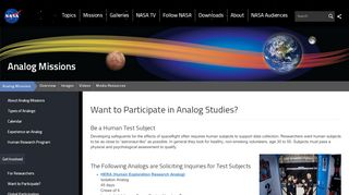 
                            4. Want to Participate in Analog Studies? | NASA
