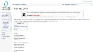 
                            1. Want You Gone - Portal Wiki