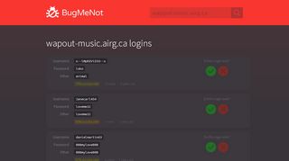 
                            7. wapout-music.airg.ca passwords - BugMeNot