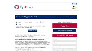 
                            8. Warehouse Shipper - 2nd Shift - Sarasota, FL - MyUS.com Jobs