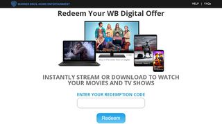 
                            9. Warner Bros. Digital Redemption Redeem - wb.com