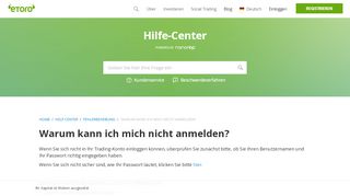 
                            2. Warum kann ich mich nicht anmelden? - Help Center - eToro