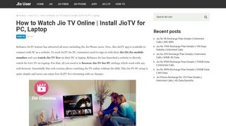 
                            5. Watch Jio TV Online and JioCinema on Laptop and PC; Here’s ...