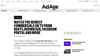 
                            2. Watch the newest commercials on TV from Beats, Budweiser ... - Ad Age