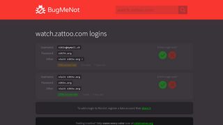 
                            7. watch.zattoo.com passwords - BugMeNot