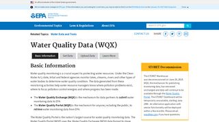 
                            2. Water Quality Data (WQX) | Water Data and Tools | US EPA