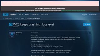 
                            2. WC3 keeps crashing, logs.exe? - Blizzard Forums