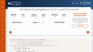 
                            7. WD Arkeia Virtual Appliance 10.2.9 - Local File Inclusion ...