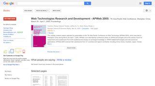 
                            8. Web Technologies Research and Development - APWeb 2005: 7th ...