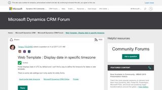 
                            2. Web Template : Display date in specific timezone - Microsoft ...