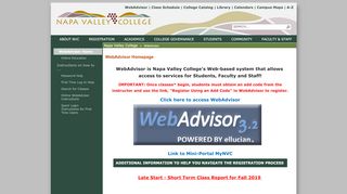 
                            3. WebAdvisor Homepage - Napa Valley College