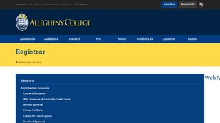 
                            2. WebAdvisor « Registrar | Allegheny College - Meadville, PA