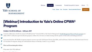 
                            7. [Webinar] Introduction to Yale's Online CPWA® Program | Yale School ...