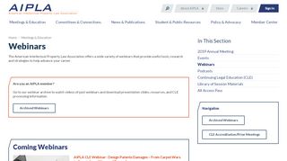 
                            6. Webinars | AIPLA