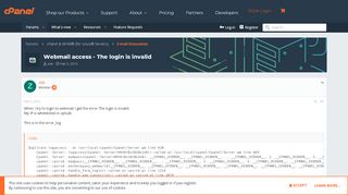 
                            3. Webmail access - The login is invalid | cPanel …