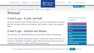 
                            8. Webmail | Pomona College in Claremont, California - Pomona College