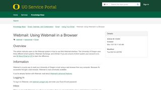 
                            4. Webmail - UO Service Portal - University of Oregon