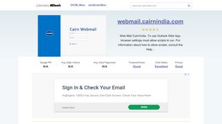 
                            2. Webmail.cairnindia.com website. Outlook Web App.