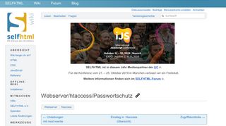 
                            11. Webserver/htaccess/Passwortschutz – SELFHTML-Wiki