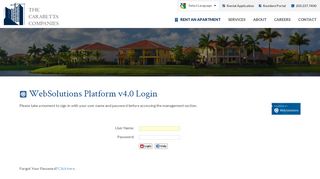 
                            2. WebSolutions Platform v4.0 Login - | The Carabetta Companies