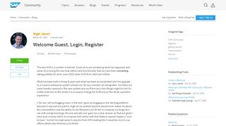 
                            8. Welcome Guest, Login, Register | SAP Blogs