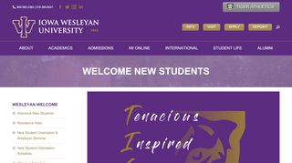 
                            2. Welcome New Students - Iowa Wesleyan University