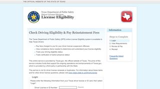 
                            5. Welcome | Official Texas Driver License Eligibility System | Texas.gov