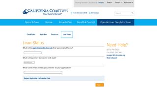
                            6. Welcome to California Coast Credit Union - Loan Status