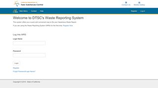 
                            2. Welcome to DTSC's Waste Reporting System - Hazardous Waste ...