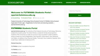
                            3. Welcome to FUTMINNA Students Portal - schoolinfo.com.ng