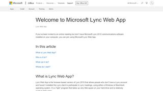 
                            2. Welcome to Microsoft Lync Web App - Lync - Office Support