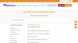 
                            5. Welcome to our support center - m.icicibank.com