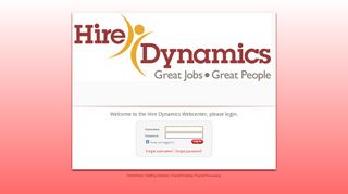 
                            9. Welcome to the Hire Dynamics Webcenter, please login.