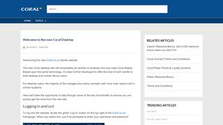 
                            1. Welcome to the new Coral Desktop - help.coral.co.uk