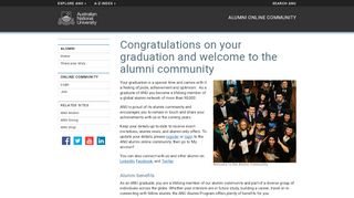 
                            7. Welcome to the the ANU Alumni Community