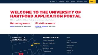 
                            2. Welcome to the University of Hartford Application Portal