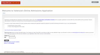 
                            7. Welcome to Valencia's Online Admissions Application