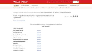 
                            8. Wells Fargo Home Rebate Visa Signature Card Account ...