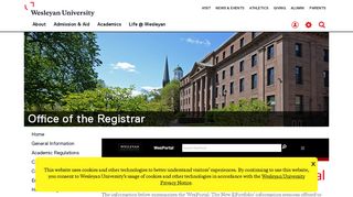 
                            2. WesPortal, Registrar - Wesleyan University