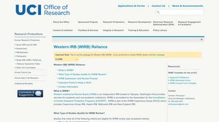 
                            5. Western IRB (WIRB) Reliance - UCI Office of Research