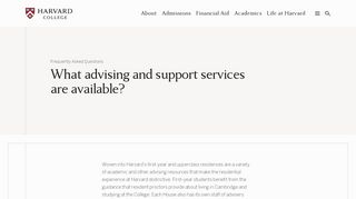 
                            8. What advising and support services are available? | Harvard