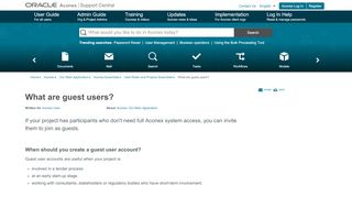 
                            5. What are guest users? | Oracle Aconex Support Central