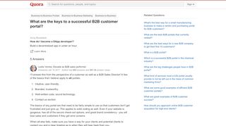 
                            9. What are the keys to a successful B2B customer portal? - Quora