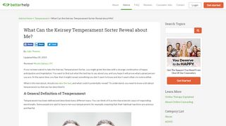 
                            3. What Can the Keirsey Temperament Sorter Reveal about Me?