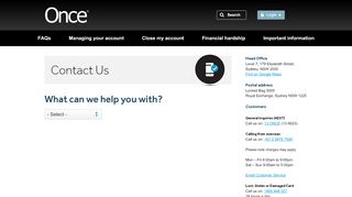 
                            6. What can we help you with? | Once - onceonline.com.au