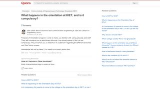 
                            9. What happens in the orientation at KIET, and is it compulsory? - Quora