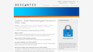 
                            7. What is C-TPAT - Frequently Asked Questions | Descartes