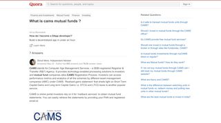 
                            10. What is cams mutual funds ? - Quora